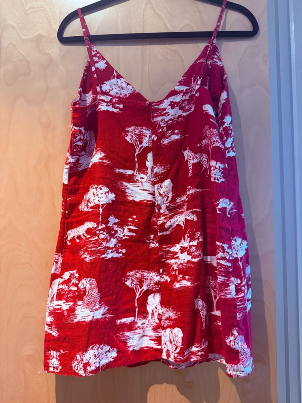 Reformation Red Toile Safari Linen Mini Dress sz Medium - Picture 3 of 5